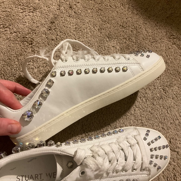 Stuart Weitzman Goldie Shine Crystal Embellished Sneakers - Picture 8 of 9